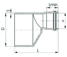 Переход канализационный 110х50 НПВХ размеры